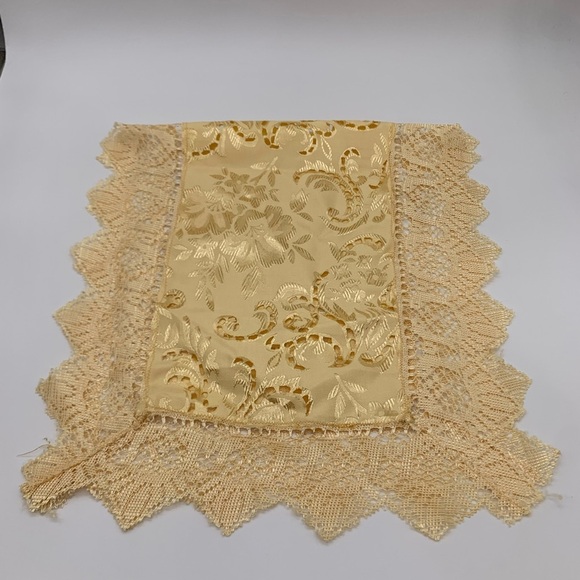 Set Of 4 Antique Italian Style Champagne Gold Motif Lace Furniture Runner Doily - Picture 10 of 11